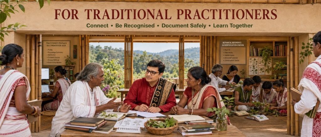 Traditional practitioners sharing Hodopathy herbal knowledge and practices from Jharkhand with Rajeev Singh